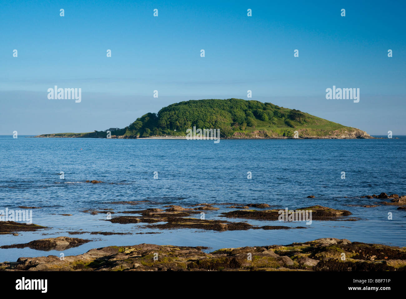 San Georges isola vista da Hannafore, Looe Foto Stock