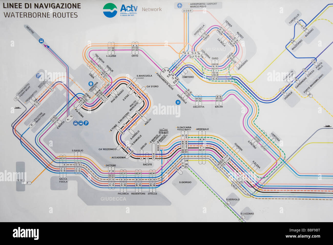 Venezia, percorsi a base acquosa Actv Foto Stock