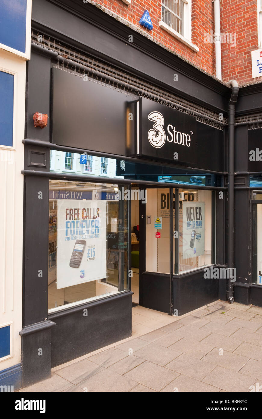 Il 3 store negozio di vendita di telefoni mobili e cellulari in Norwich Norfolk Regno Unito Foto Stock