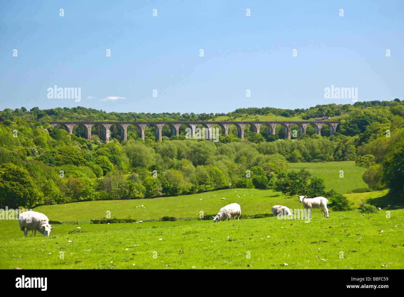 Viadotto ferroviario Chirk che fu eretto nel 1846-8 North Wales Cymru Regno Unito Regno Unito GB Gran Bretagna Isole britanniche Foto Stock