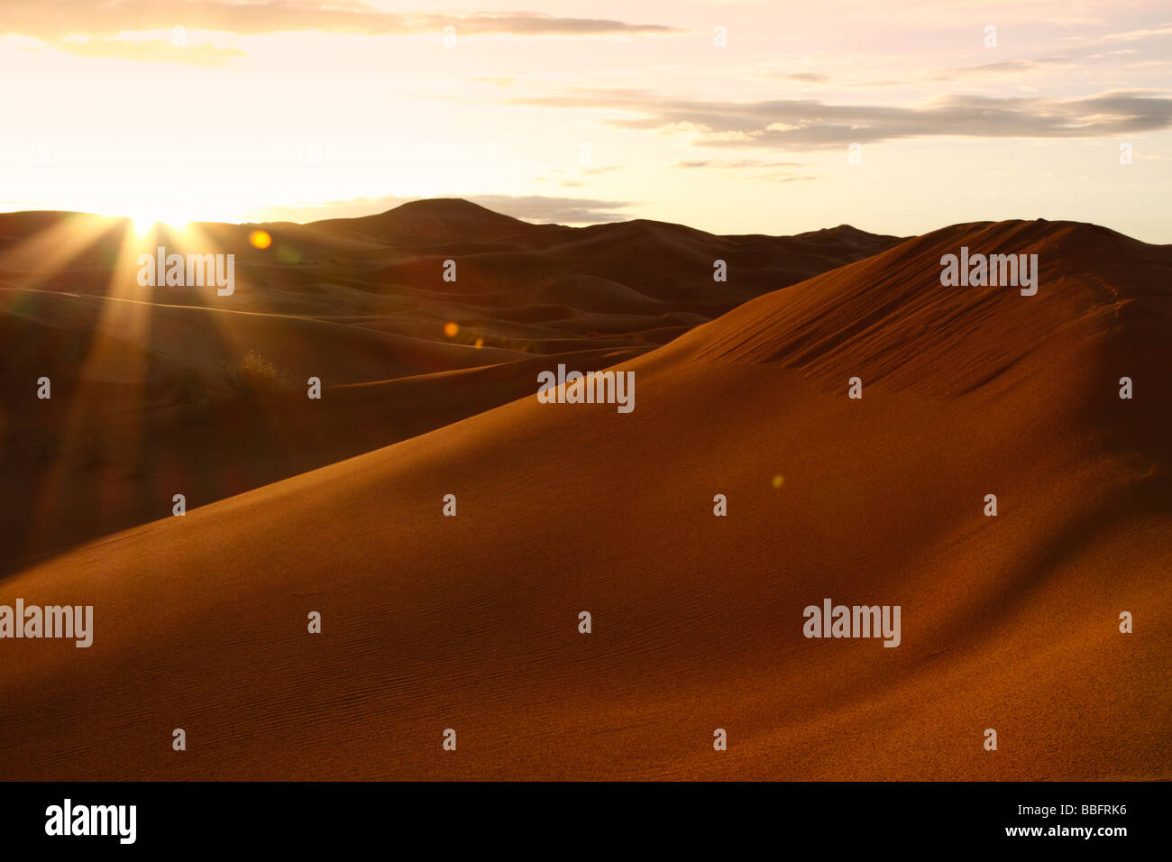 Africa, Nord Africa, Marocco deserto del Sahara, Merzouga Erg Chebbi, Sunrise Foto Stock