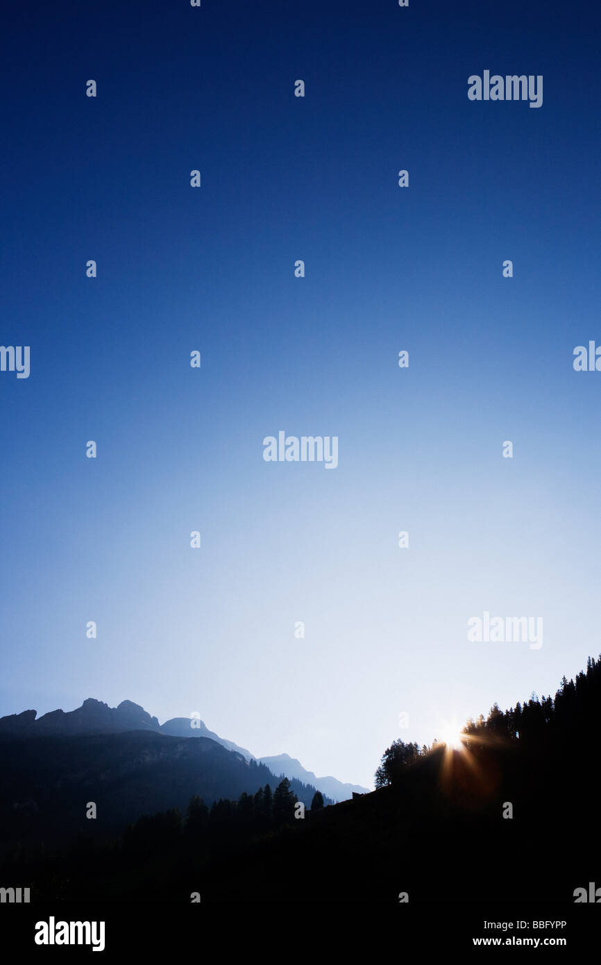 Alba sulle montagne di vals Foto Stock