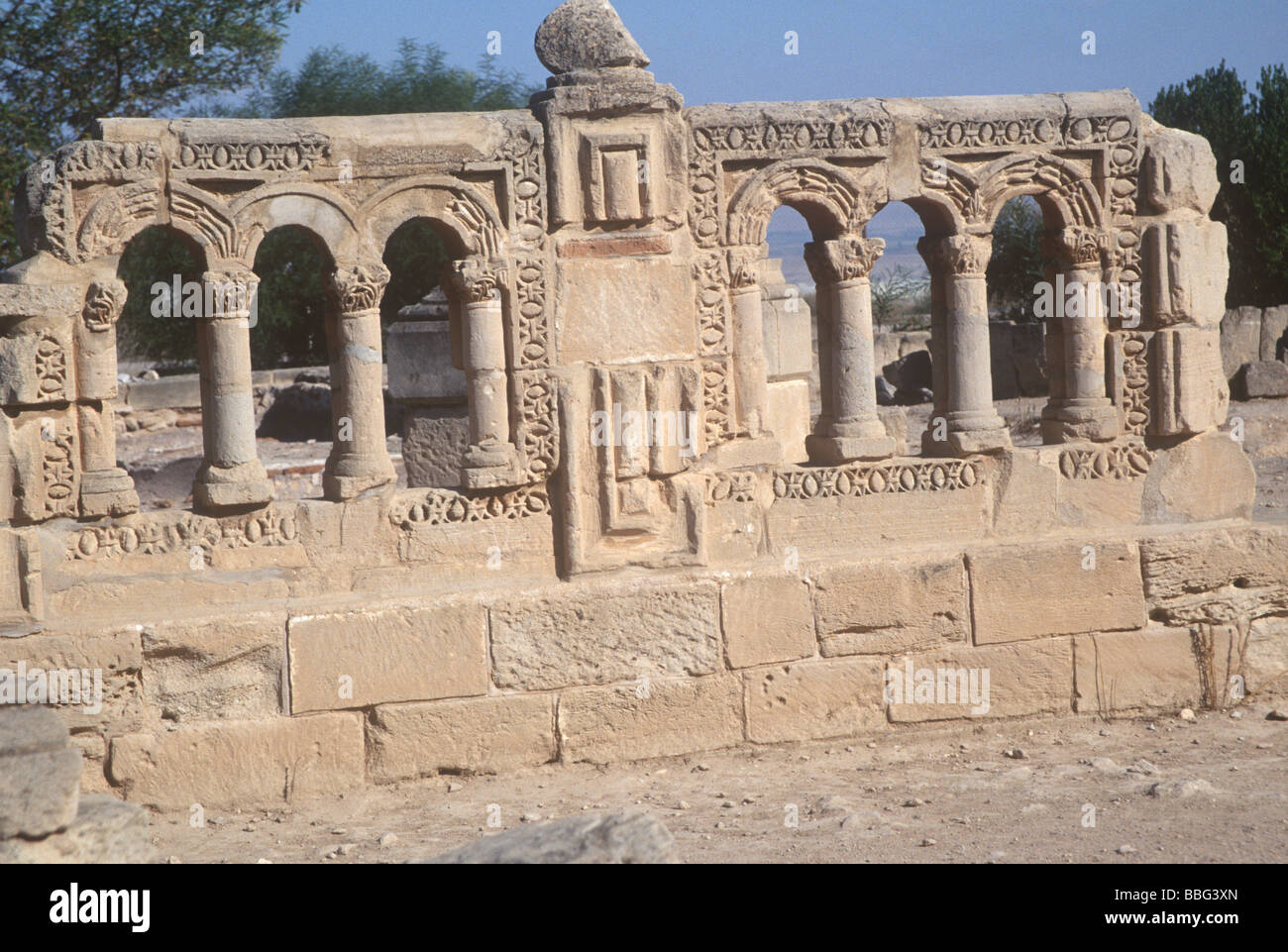 Israele scolpito archi in Hishams palace vicino a Gerico Foto Stock