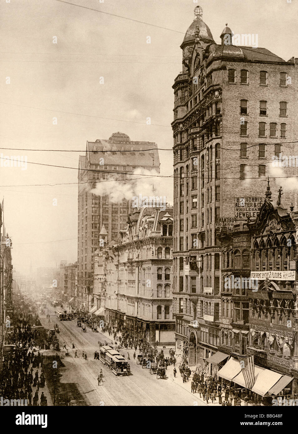 Campo Marshall Co store su State Street downtown Chicago 1890s. Albertype (foto). Foto Stock