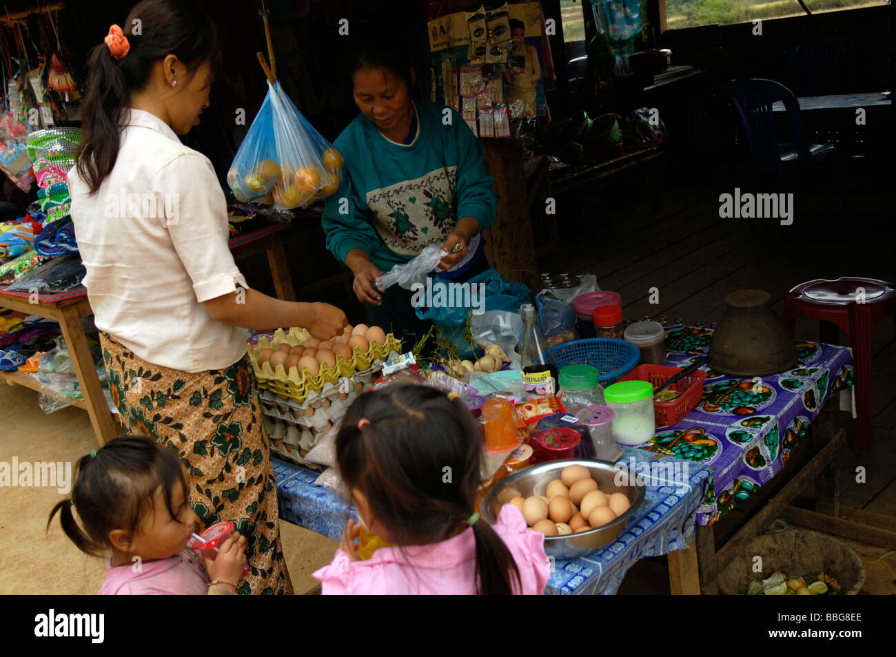 Popolo Lao prese a Luang Prabang, Laos Foto Stock