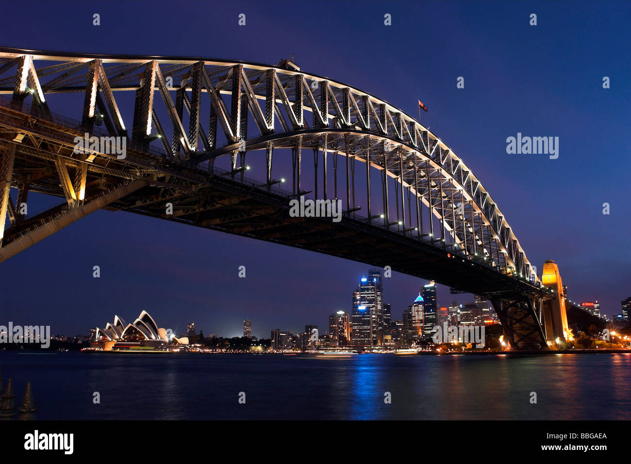 Harbour Bridge di notte, Australia Nuovo Galles del Sud di Sydney Foto Stock