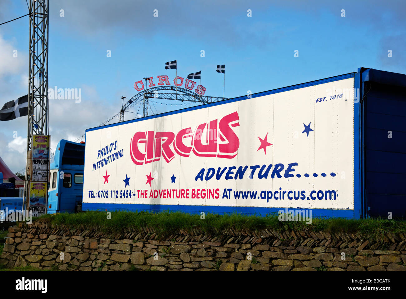 Un circo pubblicità segno,l'Inghilterra,uk Foto Stock
