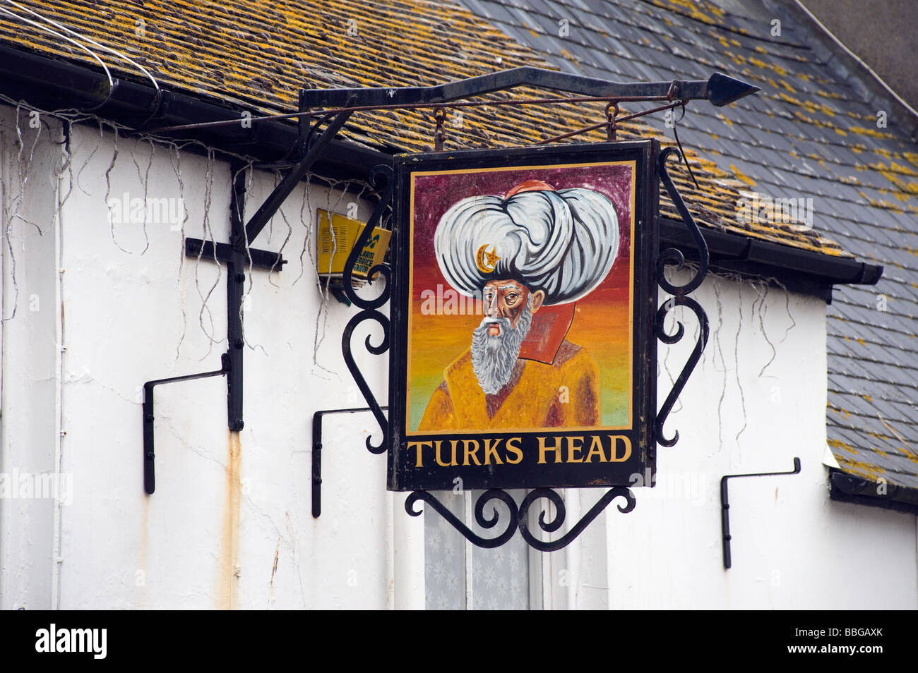 "Turks Head' public house sign in Penzance Foto Stock