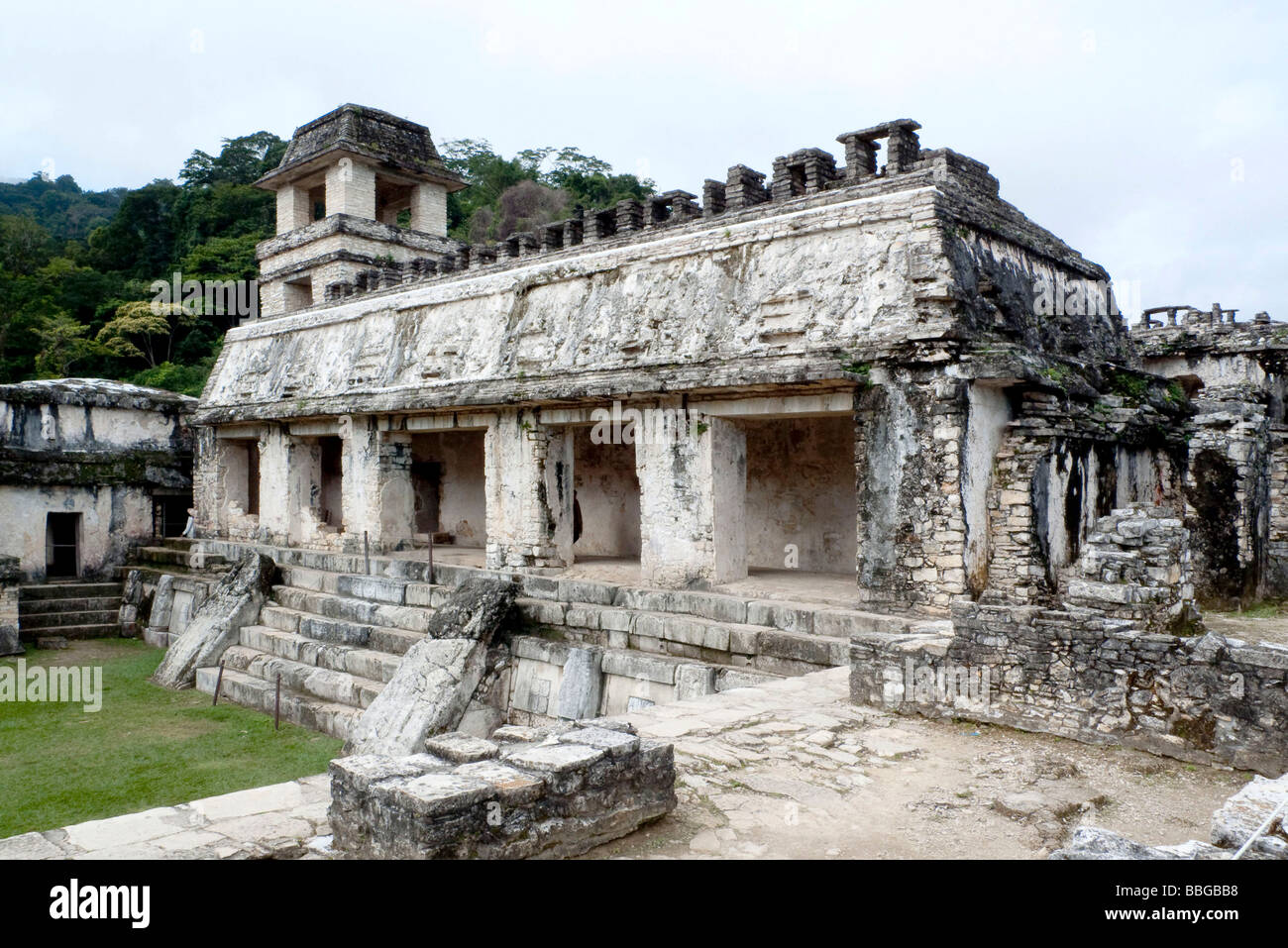 Palace tempio, tempio Maya vicino a Palenque, Chiapas, Messico, America Centrale Foto Stock