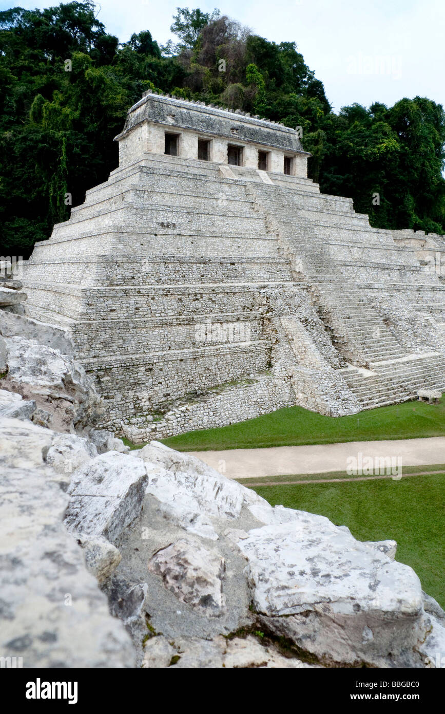 Tempio di iscrizioni, tempio Maya vicino a Palenque, Chiapas, Messico, America Centrale Foto Stock