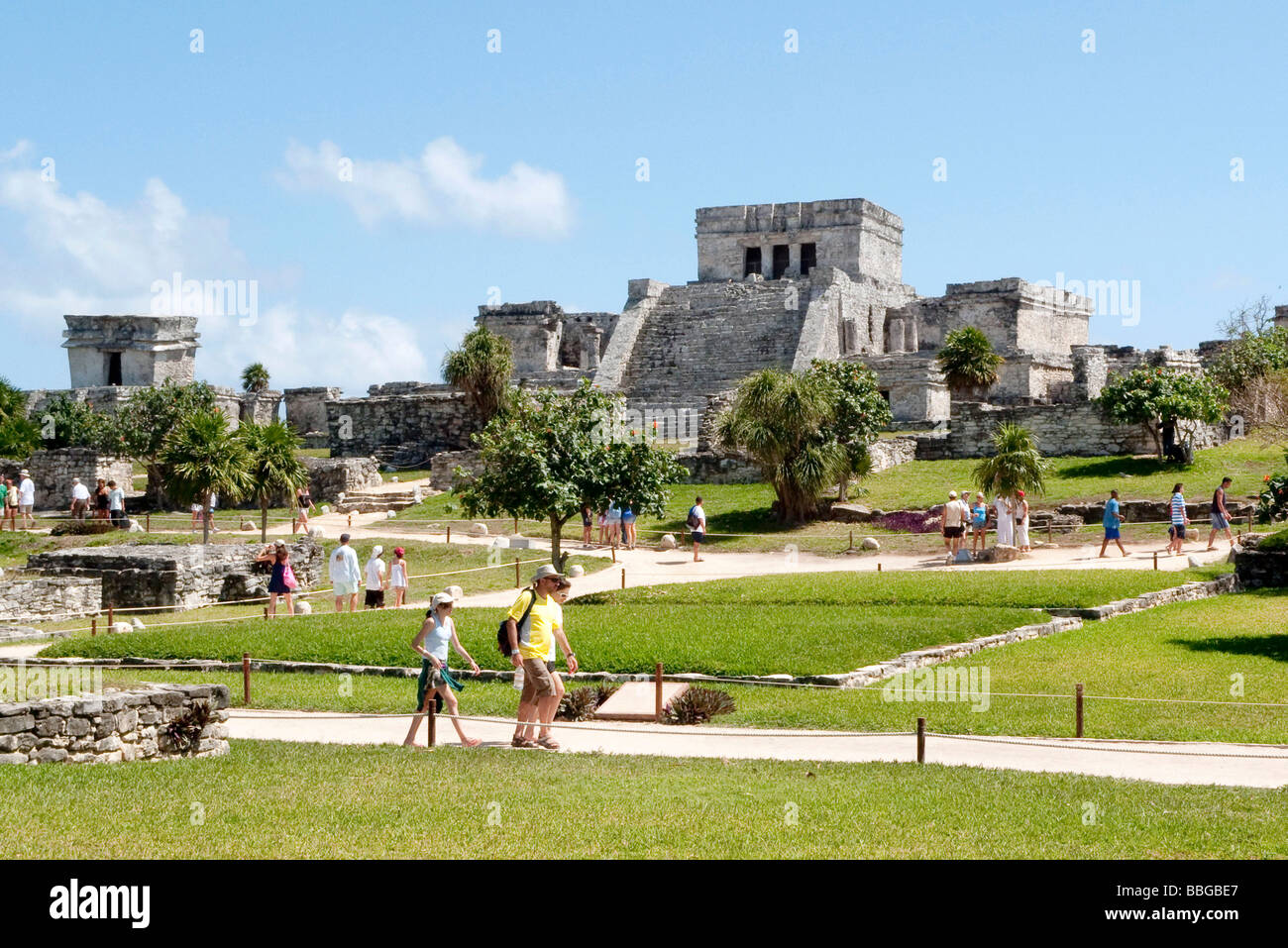 El Castillio, tempio Maya Tulum, Quintana Roo, Messico, America Centrale Foto Stock