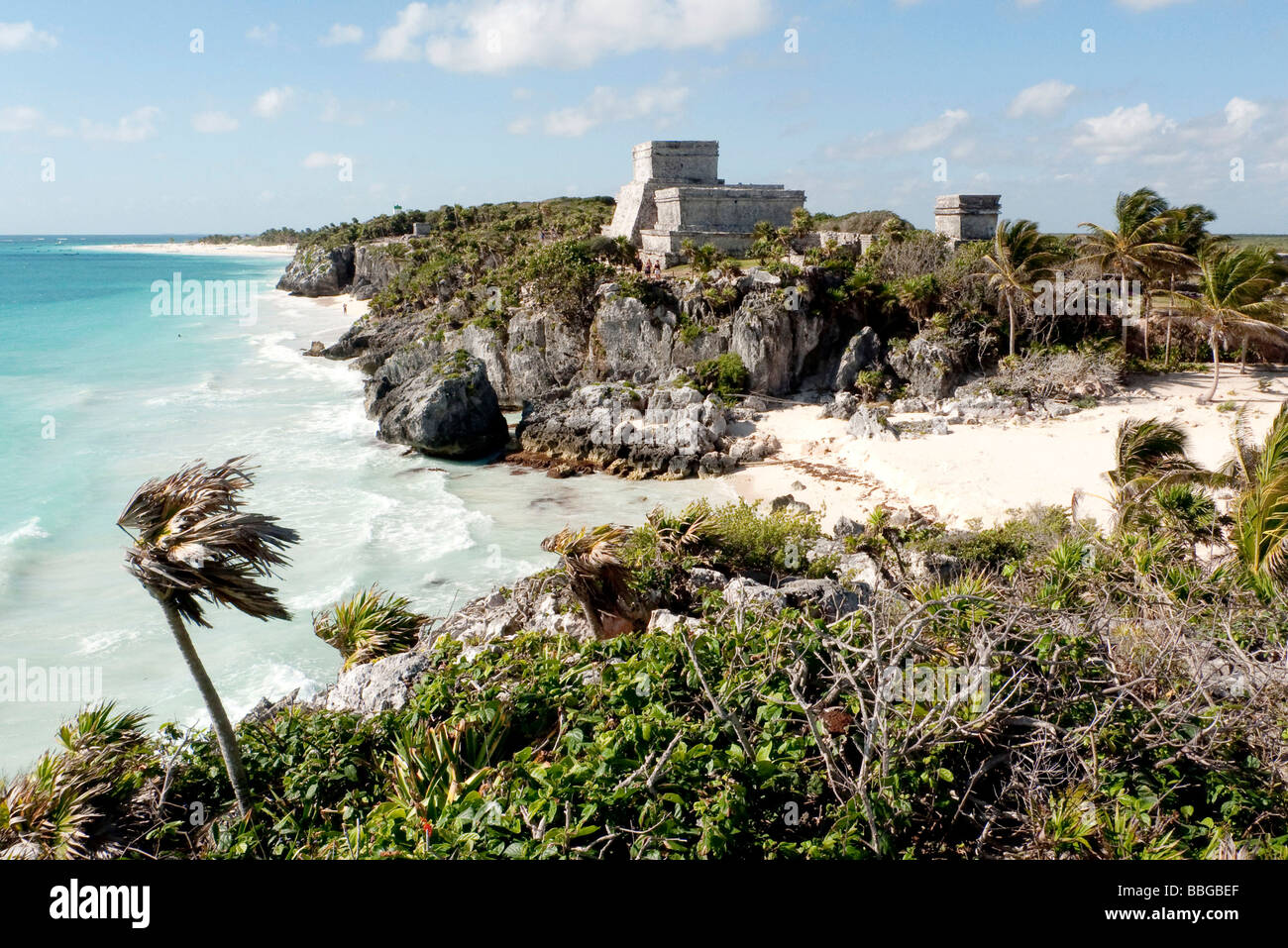 El Castillio, tempio Maya Tulum, Quintana Roo, Messico, America Centrale Foto Stock