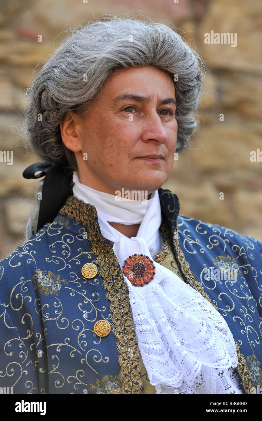 La vita nel periodo barocco del XVIII secolo, l'uomo in abiti veneziano, Schiller Jahrhundertfest secolo festival, Marbach am Foto Stock