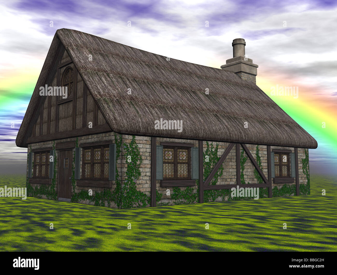 3D illustrazione di un cottage Foto Stock