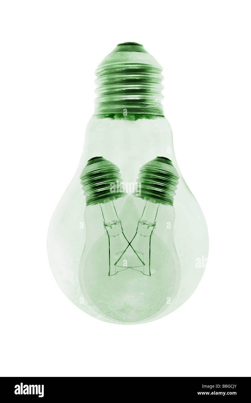 Immagine concettuale di due mini luce al tungsteno lampadine all'interno di uno più grande Foto Stock