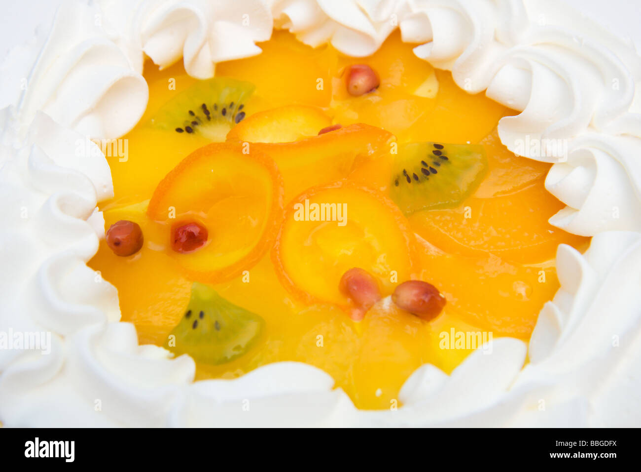 Close up gustosa torta con frutta Foto Stock