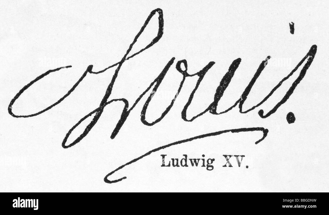 Firma da Ludwig XV. Foto Stock