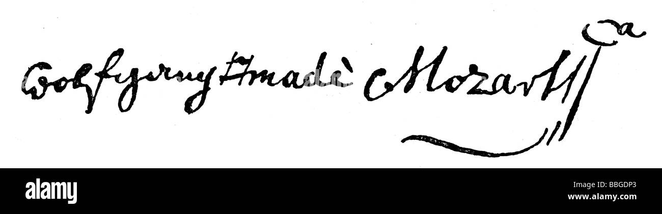 Firma da Wolfgang Amadeus Mozart Foto Stock