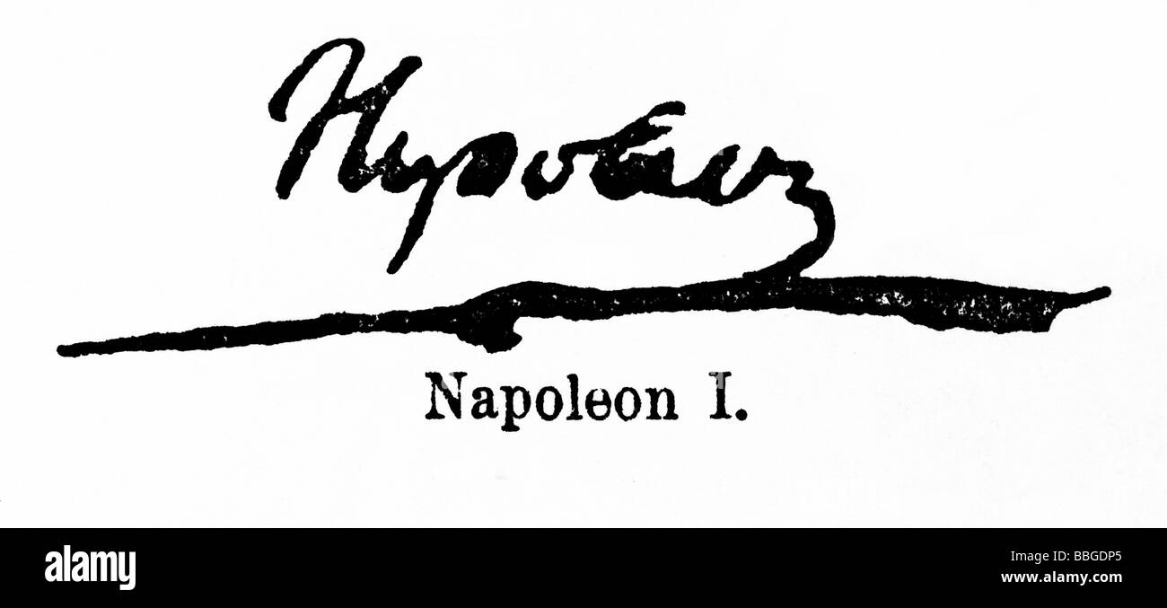 Firma da Napoleone I. Foto Stock