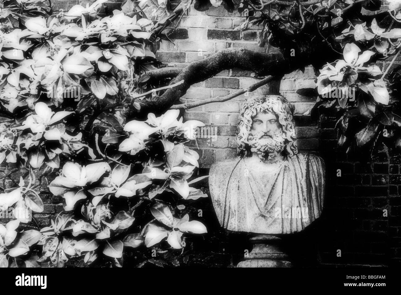 Infra Red foto del giardino statua in Winchester, Hampshire, Inghilterra Foto Stock