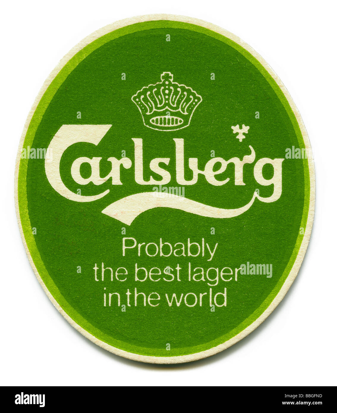 Vecchio beermat per birre Carlsberg, Copenhagen, Danimarca Foto Stock