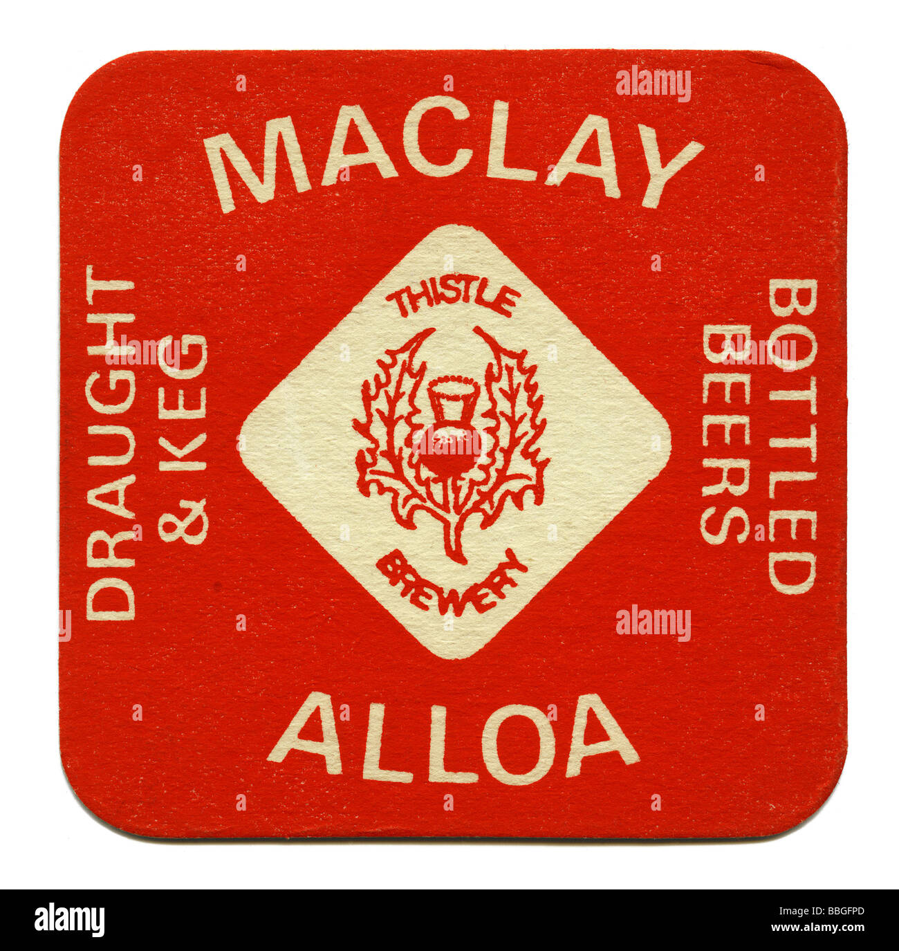 Vecchio beermat per Maclay, Alloa, Clackmannanshire, Scozia Foto Stock