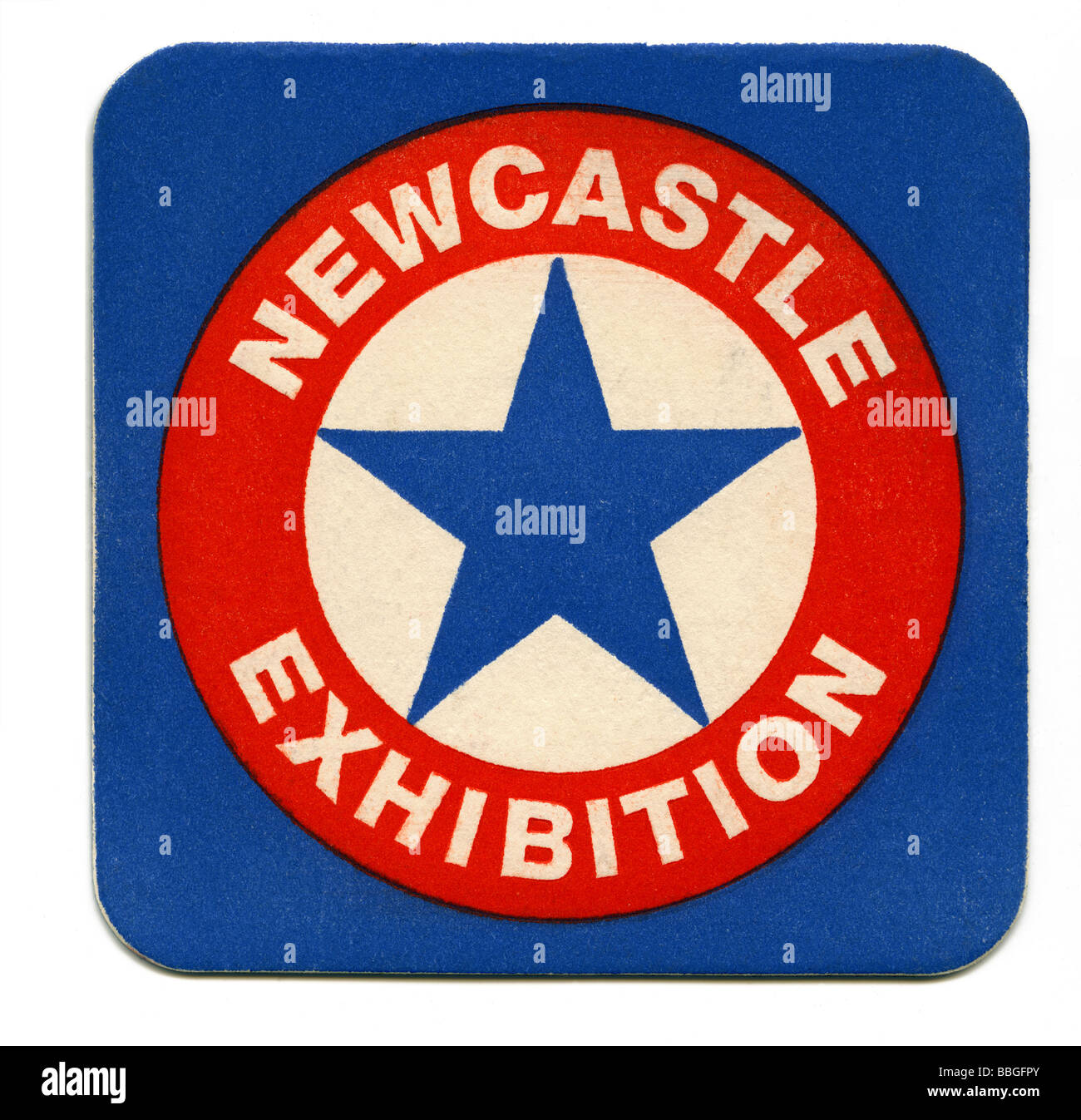 Vecchio beermat per esposizione di Newcastle, Newcastle upon Tyne Foto Stock