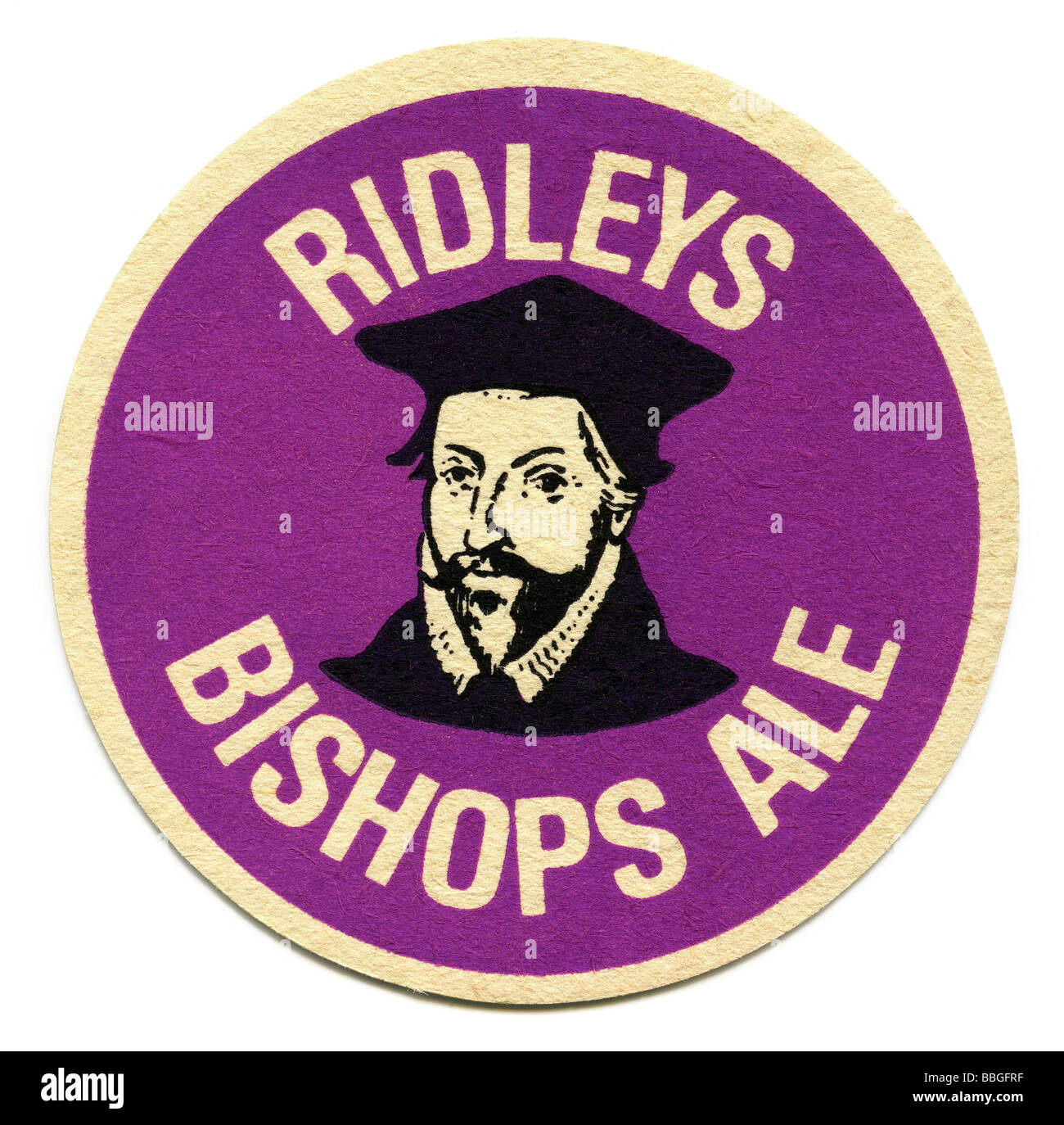 Vecchio beermat per Ridleys Vescovi Ale, Chelmsford Essex Foto Stock