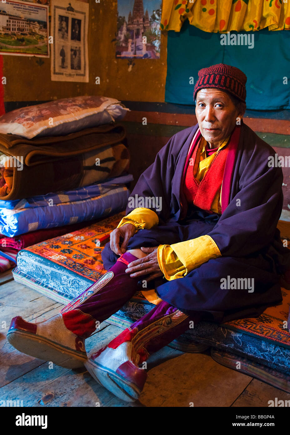 Ritratto di una Lama - Bhutan Foto Stock