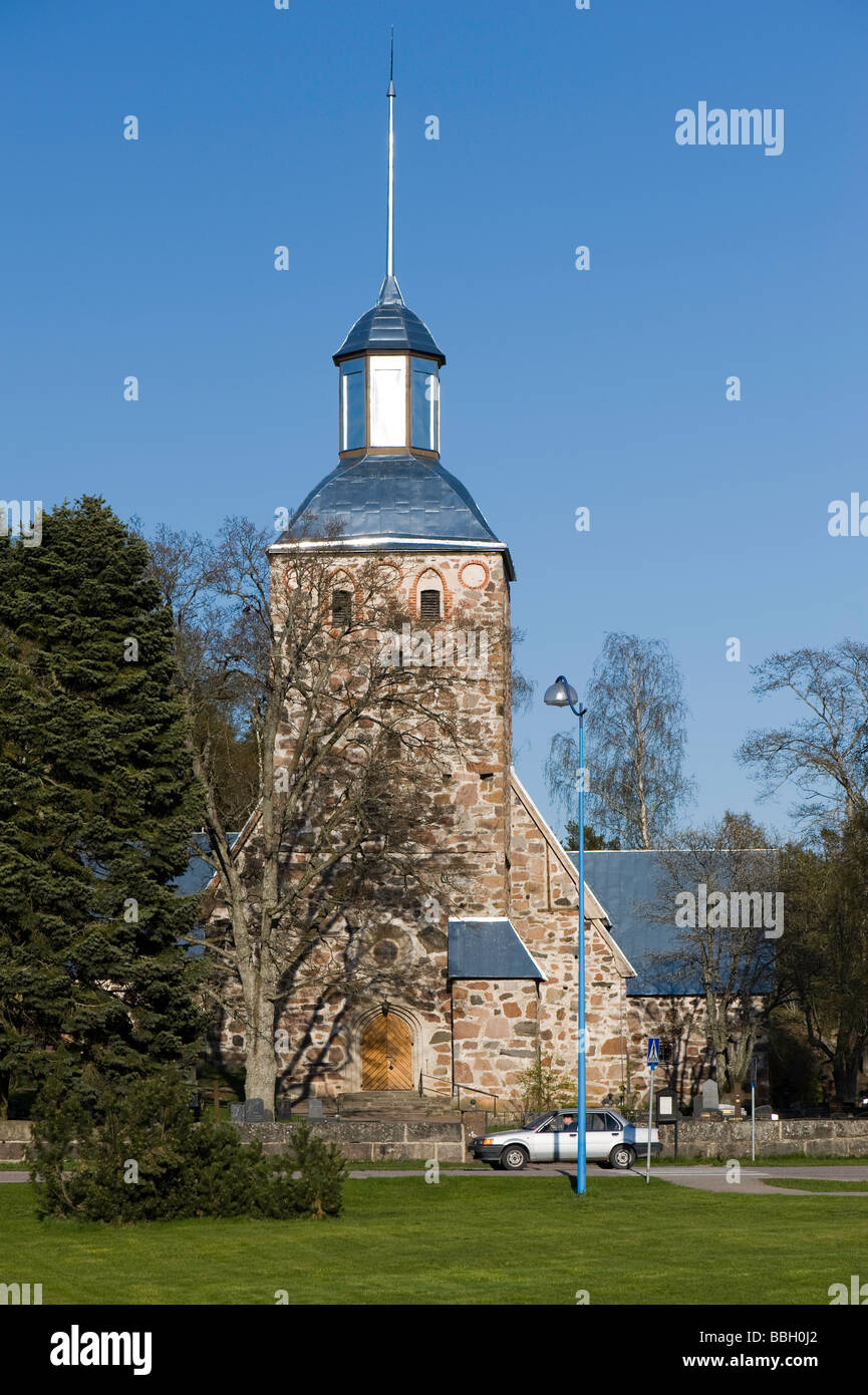 Chiesa medievale Korppoo Turunmaa arcipelago del Mar Baltico Finlandia Foto Stock