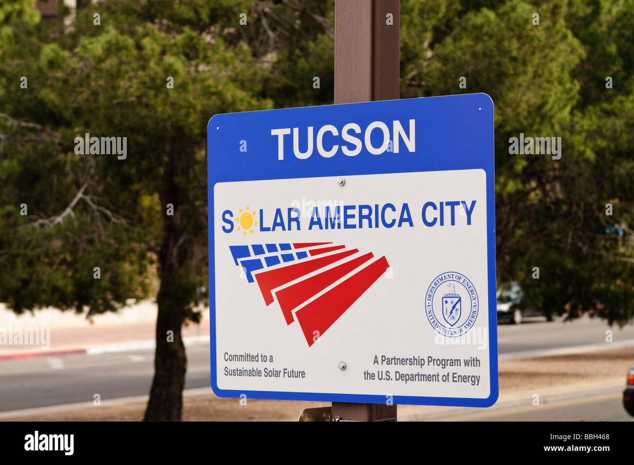 Solare città americane segno in Tucson in Arizona Foto Stock