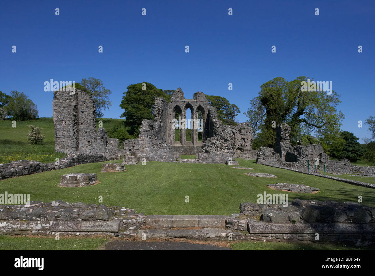 Inch Abbey county down Irlanda del Nord Regno Unito rovine risalgono al 1180 quando Abbazia Cistercense fondata gioco di troni ubicazione Foto Stock
