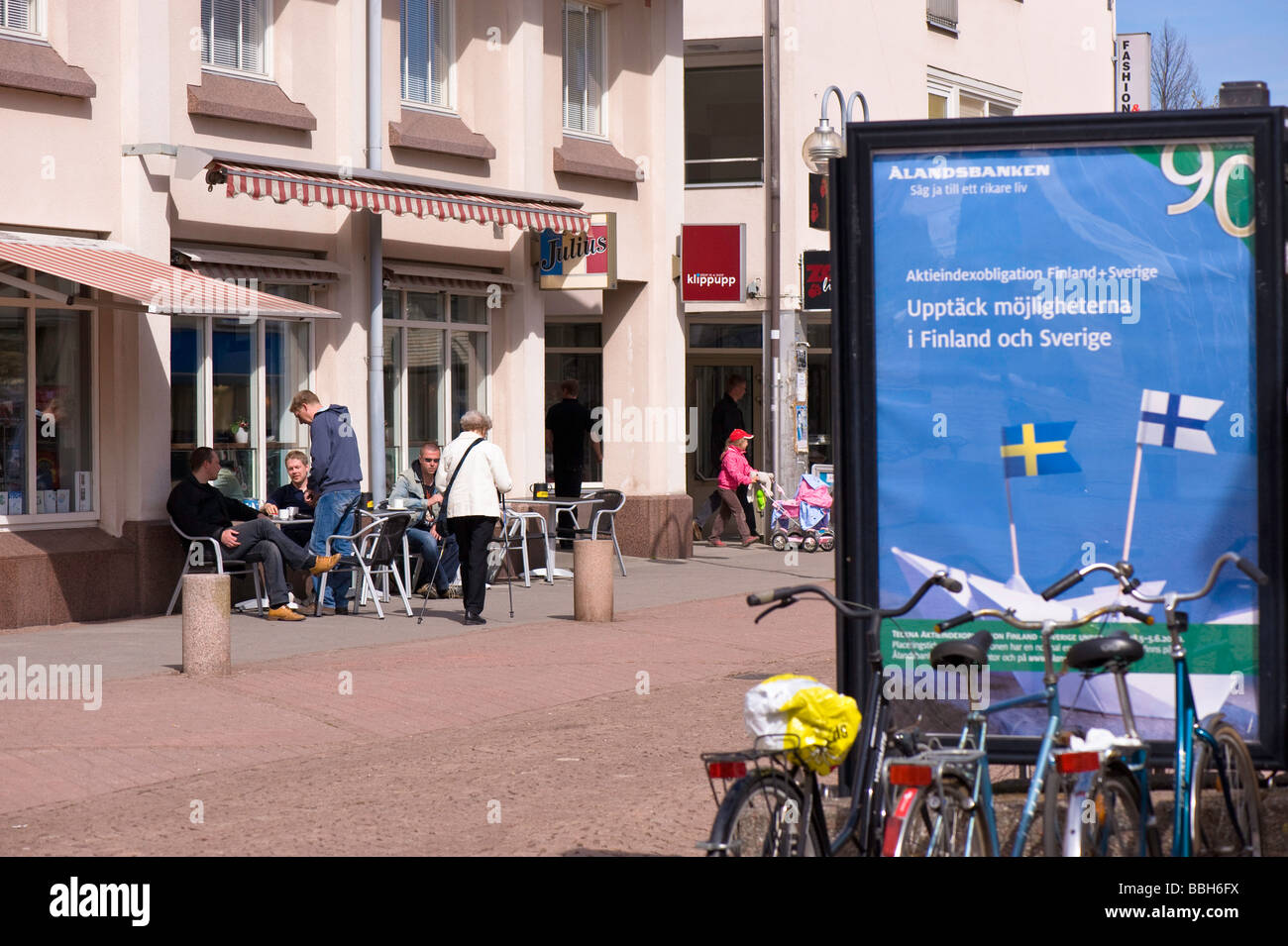 Street view in Mariehamn Aland in Finlandia Foto Stock