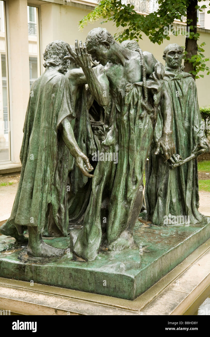 Rodin s scultura i borghesi di Calais nei giardini del Musee Rodin di Parigi Francia Foto Stock