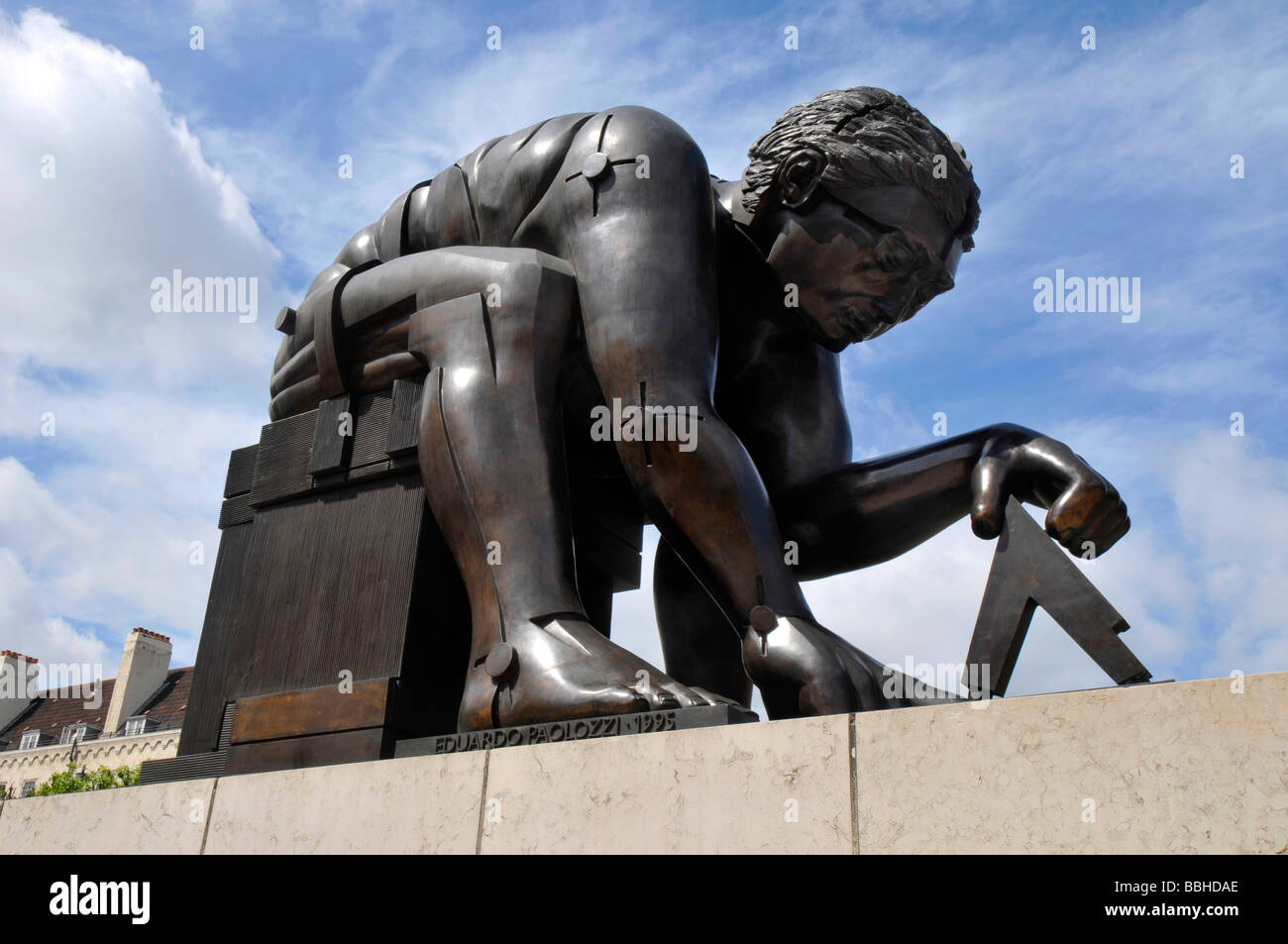 Isaac Newton statua, British Library di Londra, Inghilterra REGNO UNITO Foto Stock