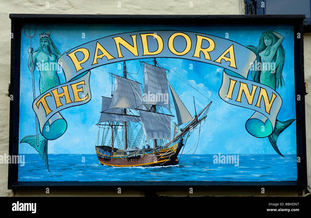 "Pandora Inn' a Restronguet, Cornwall, Gran Bretagna, Regno Unito Foto Stock