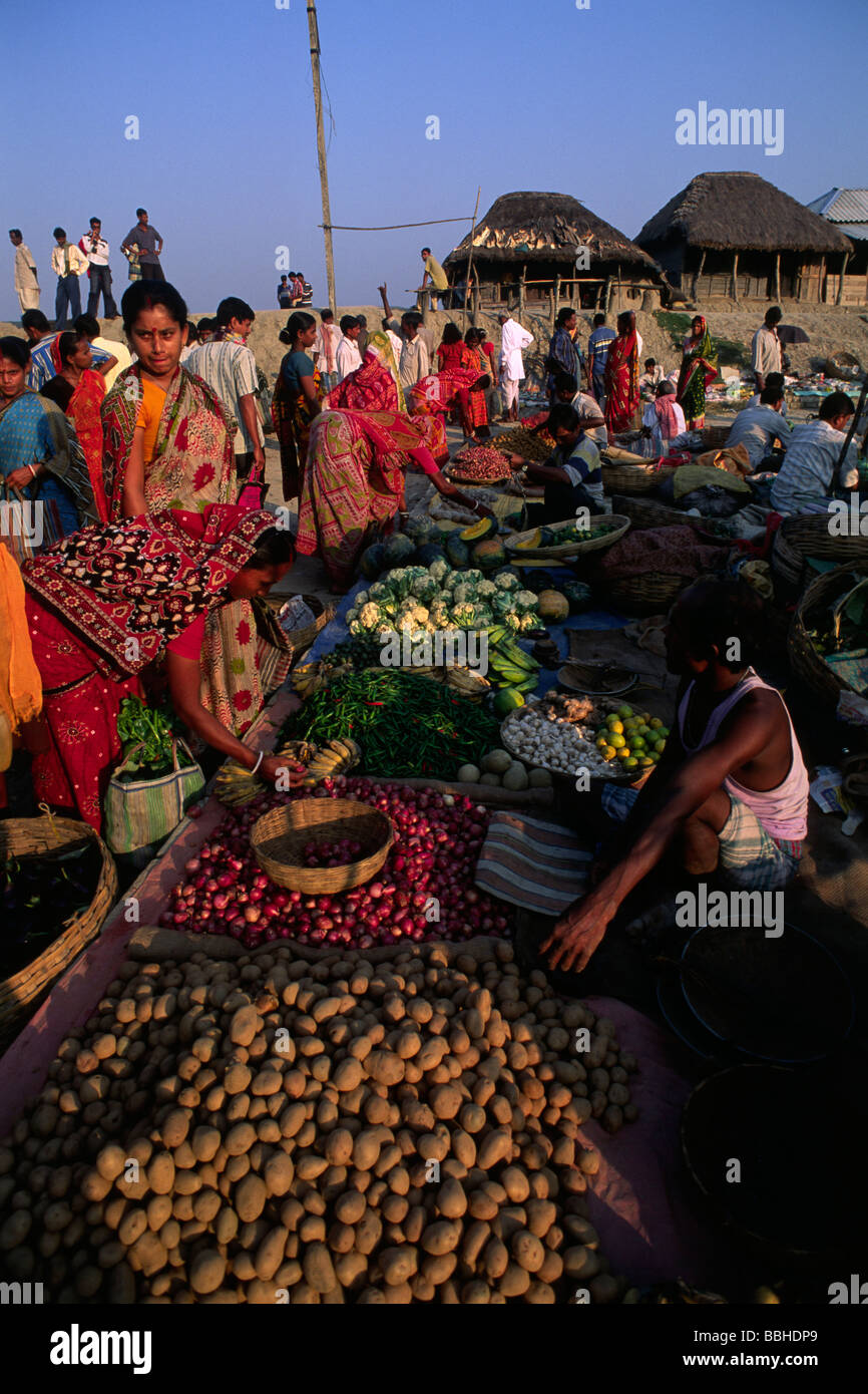 India, Bengala Occidentale, Sunderbans, Delta del Gange, mercato settimanale di Kuminmari Foto Stock