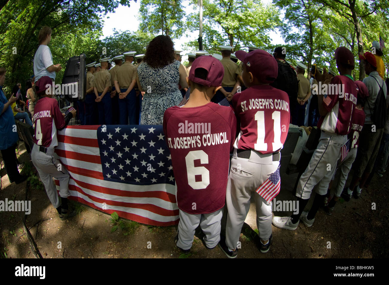 Il Memorial Day Parade nell'Inwood quartiere di New York Foto Stock