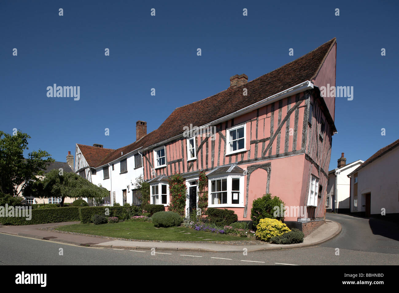 Gran Bretagna Inghilterra Suffolk Lavenham Cordwainers Suffolk Rosa Cottage Foto Stock