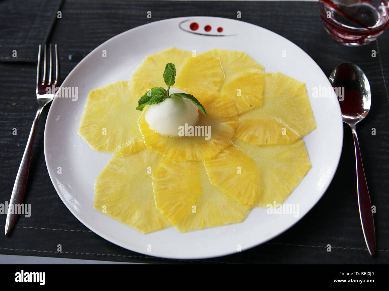 Ananas e sorbetto dessert Antibes Foto Stock