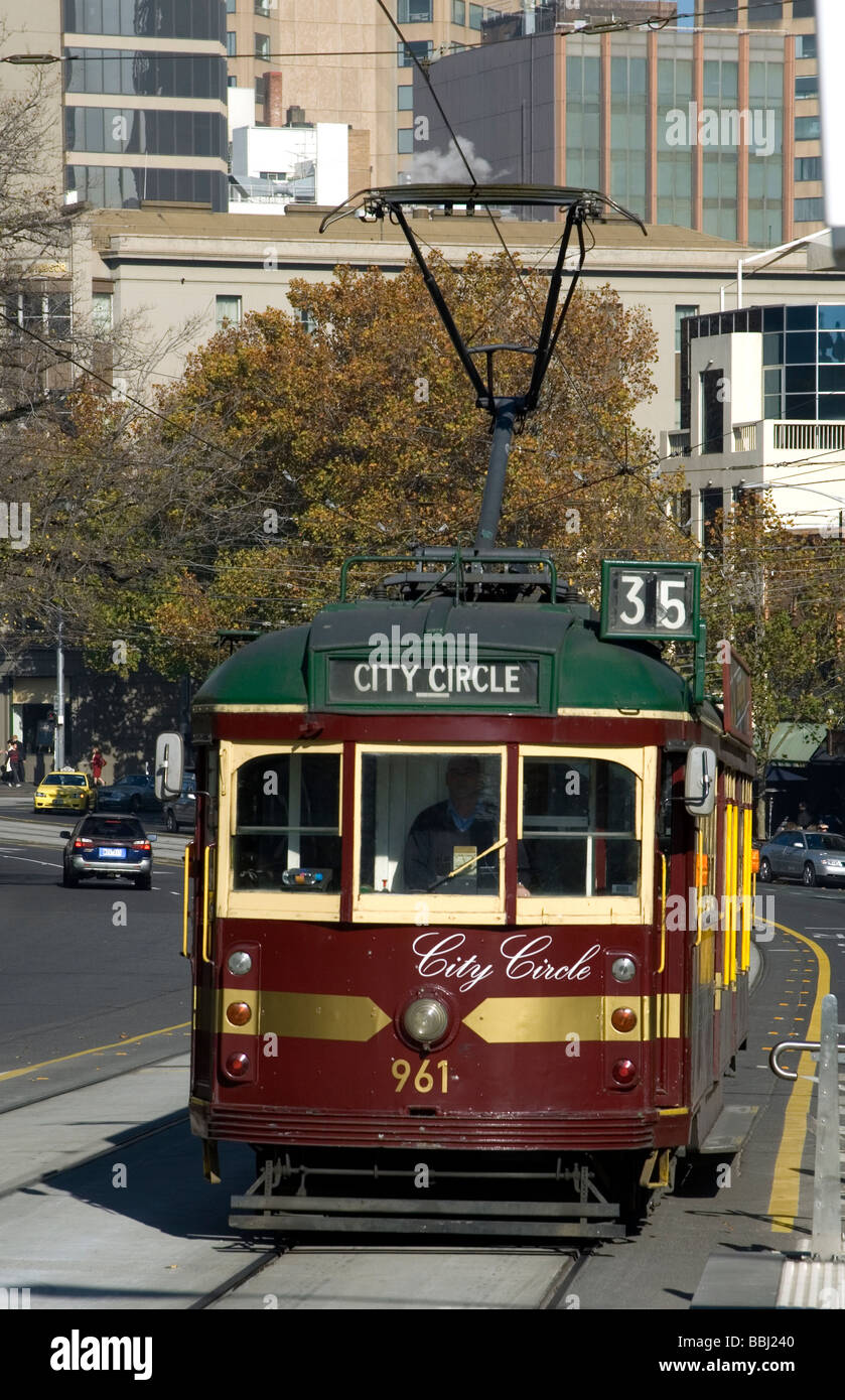 City Circle tramcar nella zona est di Melbourne, Australia Foto Stock