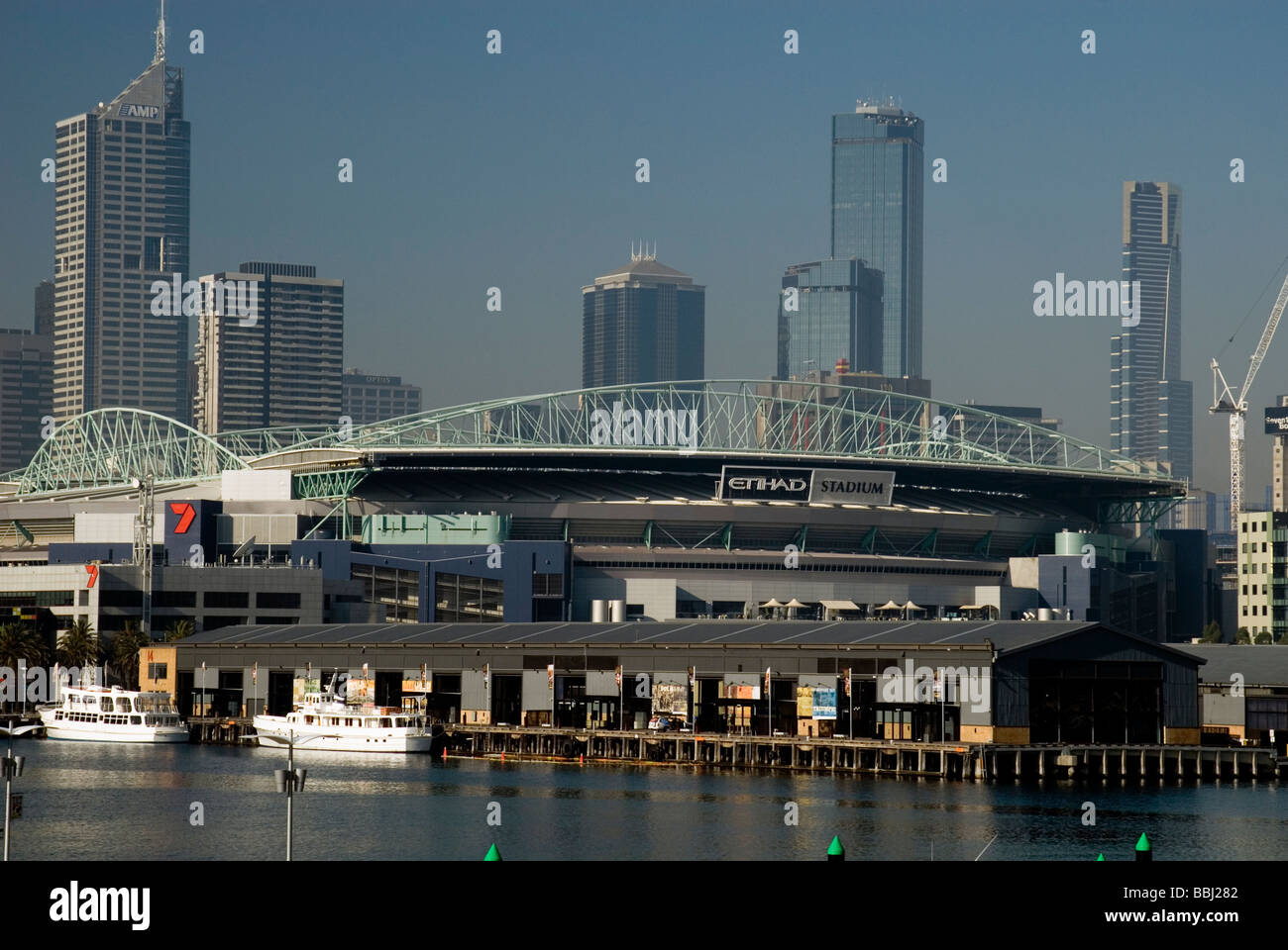 Etihad Stadium, ex Telstra Dome, a Docklands, Melbourne, Australia Foto Stock