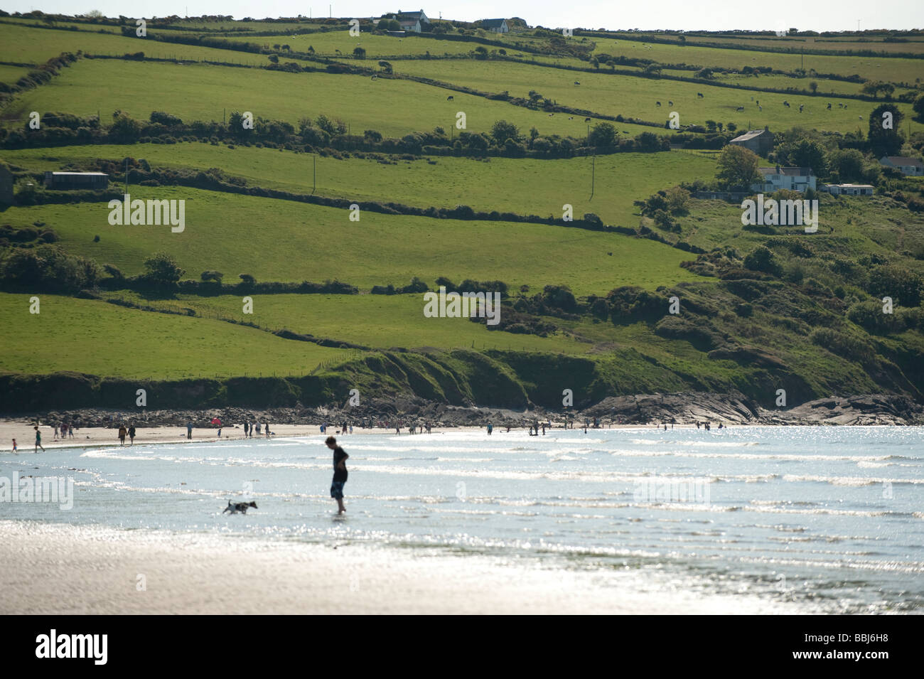 Pomeriggio estivo Poppit Sands Beach Parco Nazionale di Pembrokeshire Wales UK Foto Stock