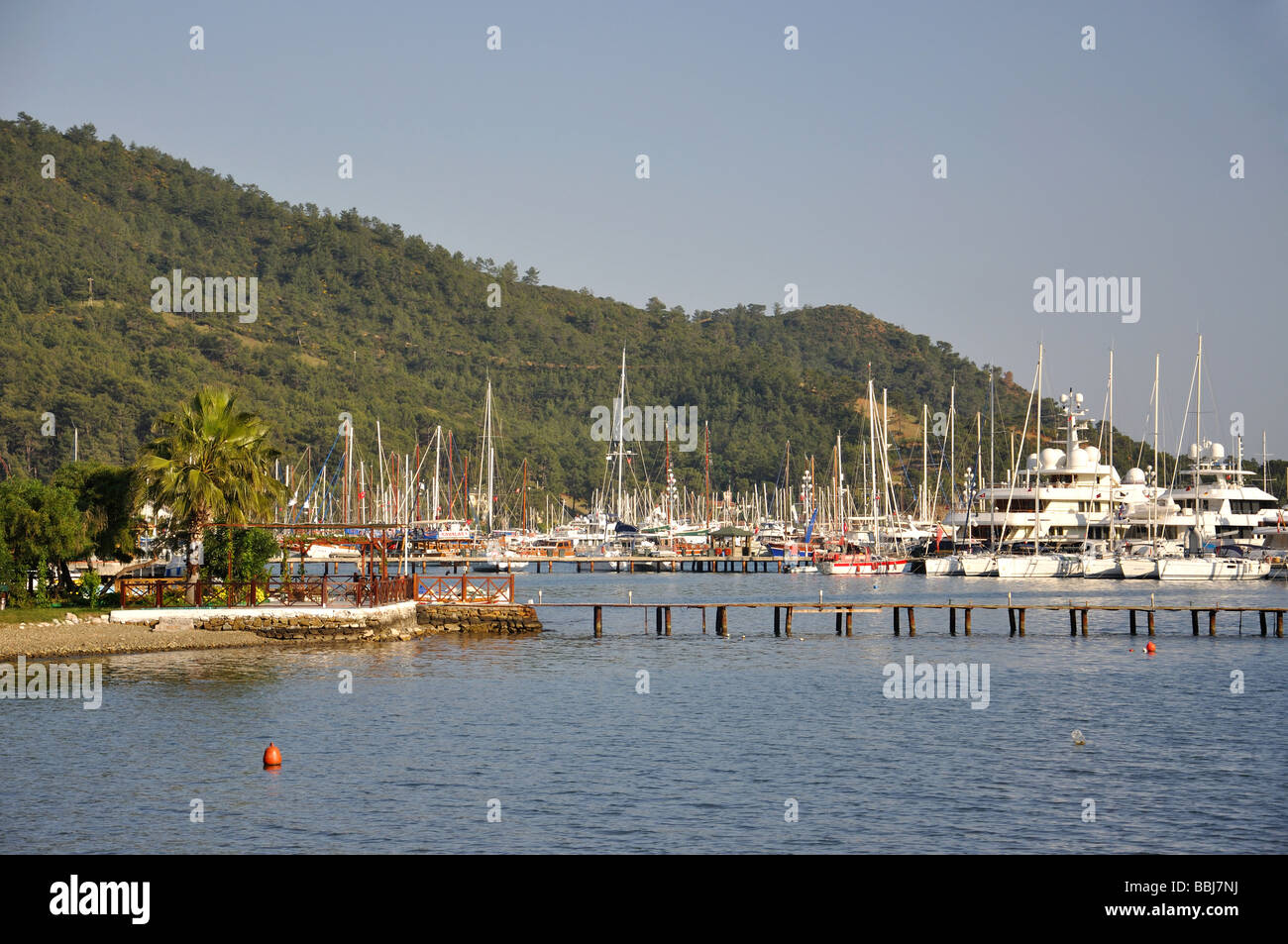 La vista del porto, Gocek, Provincia di Mugla, Turchia Foto Stock