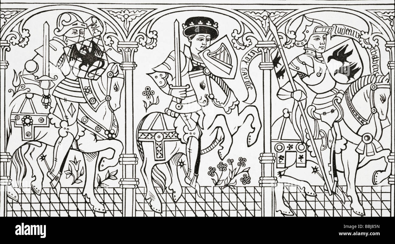 Joshua, il re Davide e Judas Maccabaeus Foto Stock