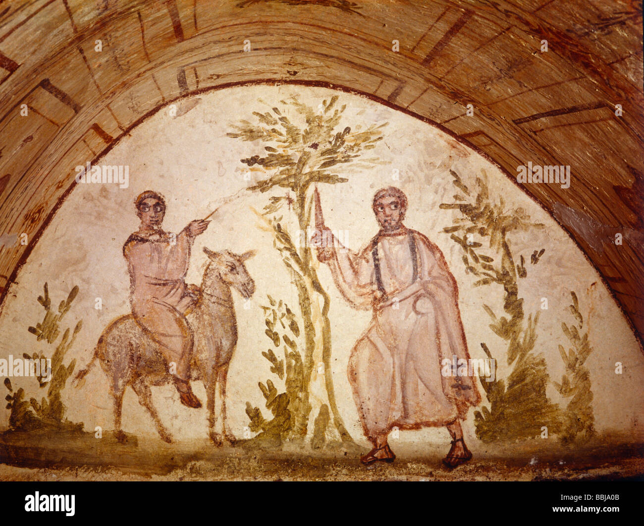 Balaam fermato da angelo metà C4 pittura nell'armadio Fcatacomb in Via Latina Roma Foto di Andre detenuti. Foto Stock