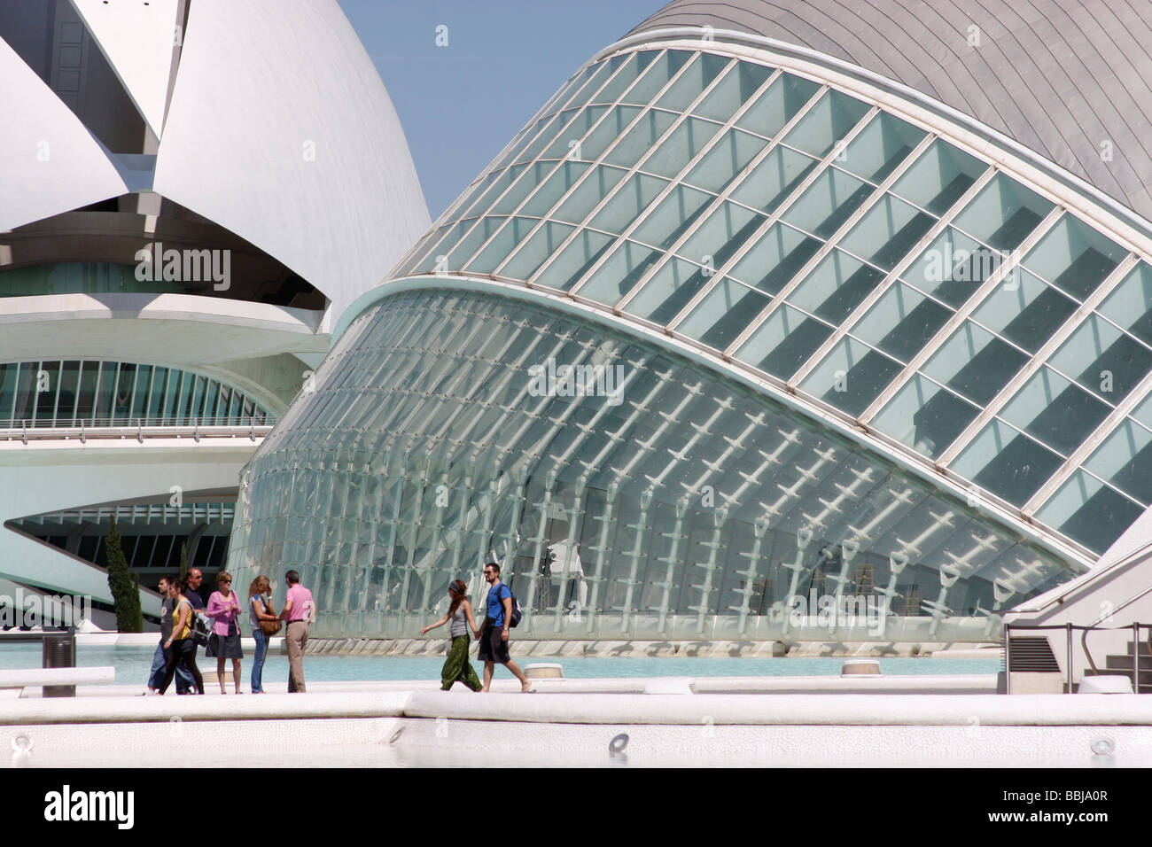 Progettato da Santiago Calatrava Valencia, la Città delle Arti e delle Scienze è una straordinaria collezione di architettura moderna . Foto Stock