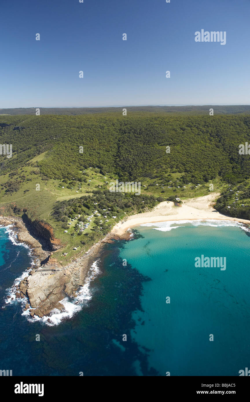 La pesca di capanne a sud era Beach Royal National Park a sud di Sydney New South Wales AUSTRALIA antenna Foto Stock