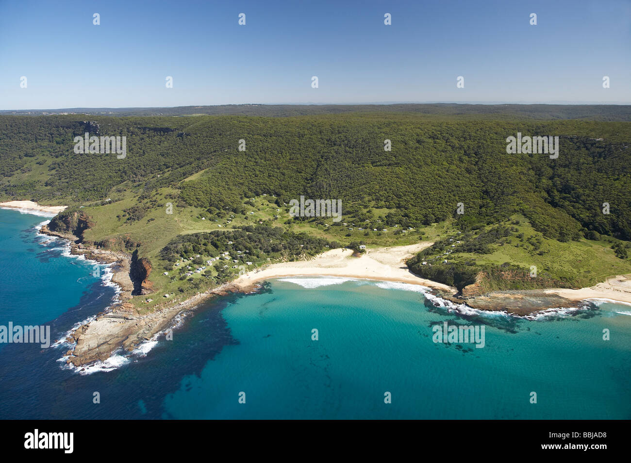 La pesca di capanne a sud era Beach Royal National Park a sud di Sydney New South Wales AUSTRALIA antenna Foto Stock