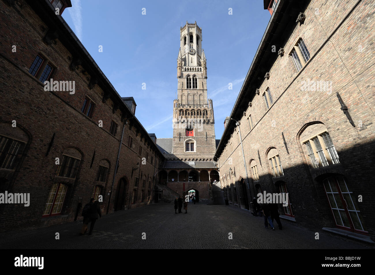 Torre campanaria in Bruges Belgio Europa Foto Stock